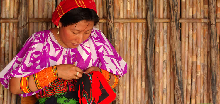 Guna Woman Sewing a Mola